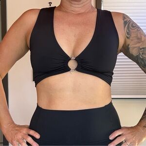 Black Deep V-Neck Crop Top